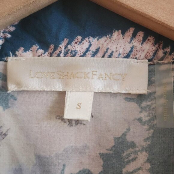 LoveShackFancy Shirt Womens Small Ruffle Floral Button Down Romantic Top Blouse - Picture 4 of 9